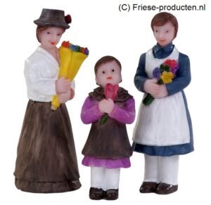 Bloemen verkoopster met klanten (set a 3) UIT ASSORTIMENT